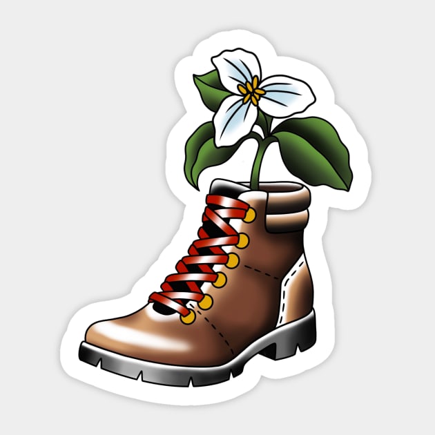 Hiking boot and flower Sticker by NicoleHarvey